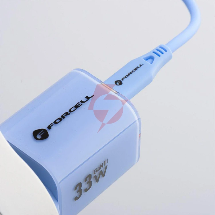 Ładowarka sieciowa forcell f-energy gan iii vt-41 33 w 1x usb-c 1x usb-a pd 3.0 qc 4.0 niebieska