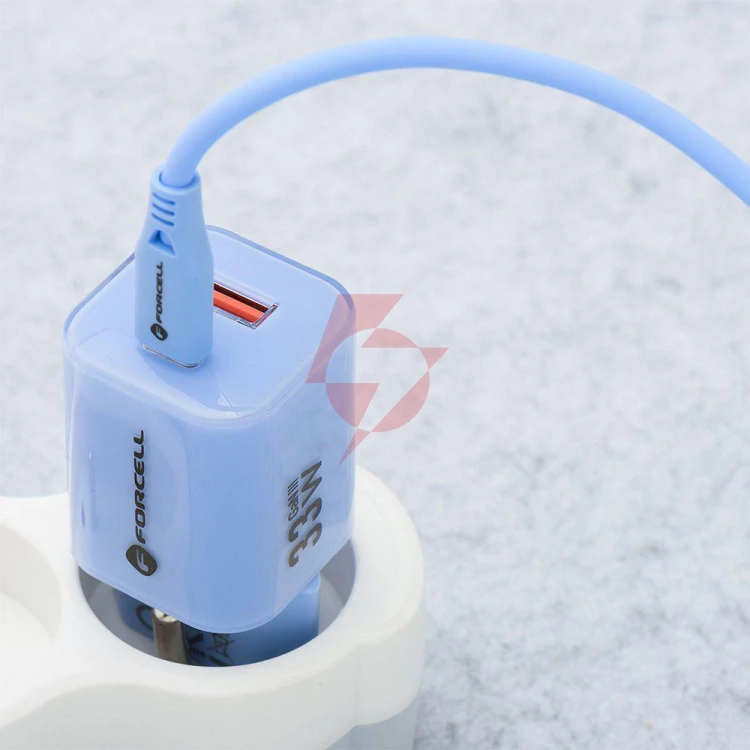 Ładowarka sieciowa forcell f-energy gan iii vt-41 33 w 1x usb-c 1x usb-a pd 3.0 qc 4.0 niebieska
