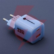 Ładowarka sieciowa forcell f-energy gan iii vt-41 33 w 1x usb-c 1x usb-a pd 3.0 qc 4.0 niebieska