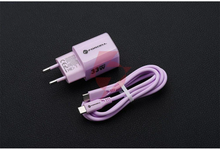Ładowarka sieciowa forcell f-energy gan iii vt-41 33 w 1x usb-c 1x usb-a pd 3.0 qc 4.0 fioletowa