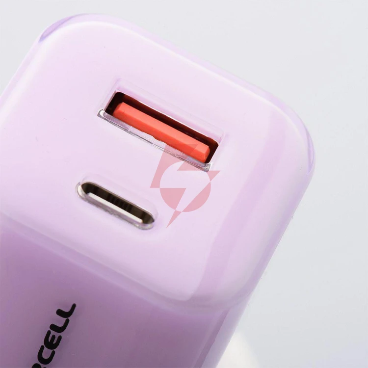 Ładowarka sieciowa forcell f-energy gan iii vt-41 33 w 1x usb-c 1x usb-a pd 3.0 qc 4.0 fioletowa