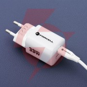 Ładowarka sieciowa forcell f-energy gan iii vt-41 33 w 1x usb-c 1x usb-a pd 3.0 qc 4.0 fioletowa