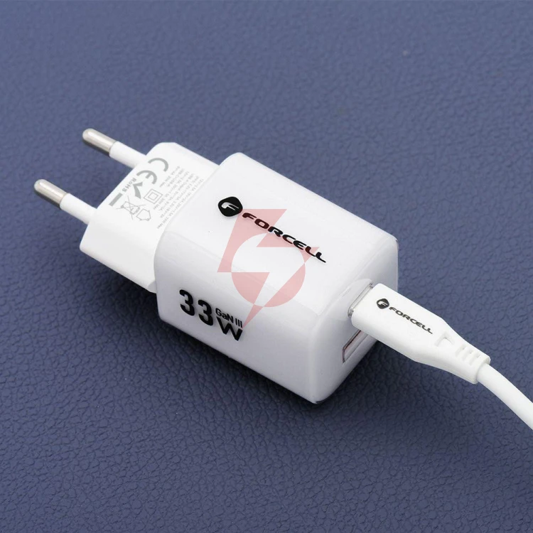 Ładowarka sieciowa forcell f-energy gan iii vt-41 33 w 1x usb-c 1x usb-a pd 3.0 qc 4.0 fioletowa
