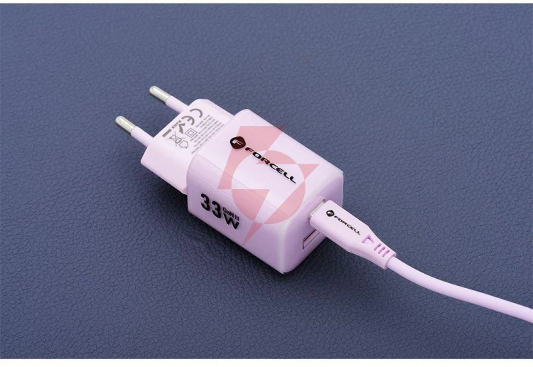 Ładowarka sieciowa forcell f-energy gan iii vt-41 33 w 1x usb-c 1x usb-a pd 3.0 qc 4.0 fioletowa