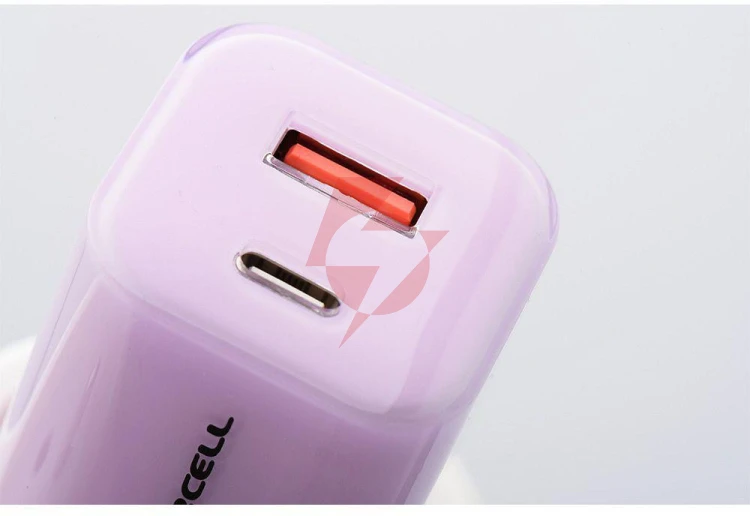 Ładowarka sieciowa forcell f-energy gan iii vt-41 33 w 1x usb-c 1x usb-a pd 3.0 qc 4.0 fioletowa