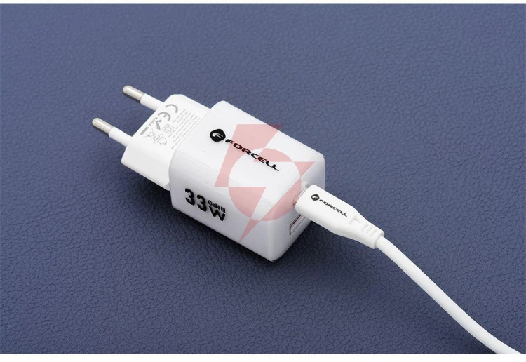 Ładowarka sieciowa forcell f-energy gan iii vt-41 33 w 1x usb-c 1x usb-a pd 3.0 qc 4.0 fioletowa