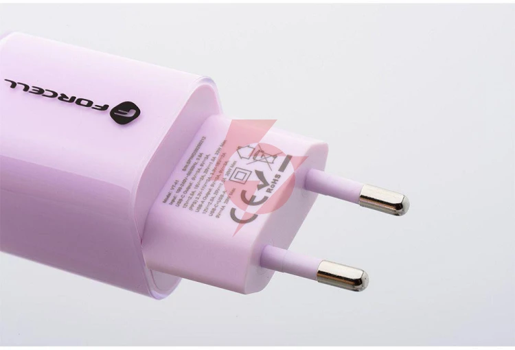 Ładowarka sieciowa forcell f-energy gan iii vt-41 33 w 1x usb-c 1x usb-a pd 3.0 qc 4.0 fioletowa