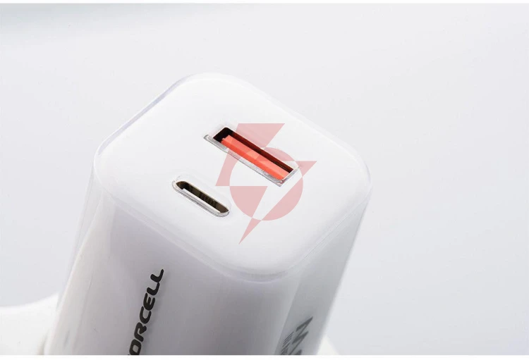 Ładowarka sieciowa forcell f-energy gan iii vt-41 33 w 1x usb-c 1x usb-a pd 3.0 qc 4.0 biała