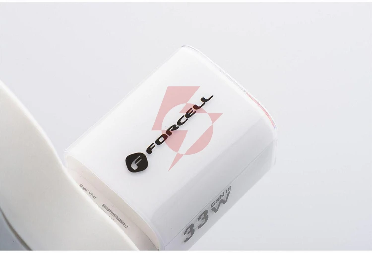 Ładowarka sieciowa forcell f-energy gan iii vt-41 33 w 1x usb-c 1x usb-a pd 3.0 qc 4.0 biała