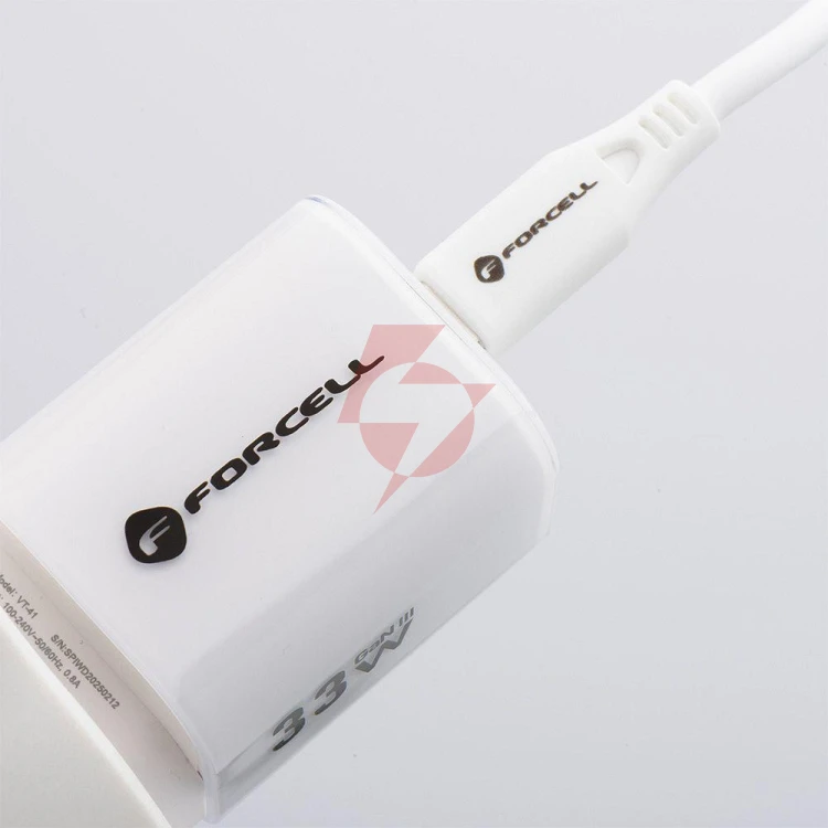 Ładowarka sieciowa forcell f-energy gan iii vt-41 33 w 1x usb-c 1x usb-a pd 3.0 qc 4.0 biała