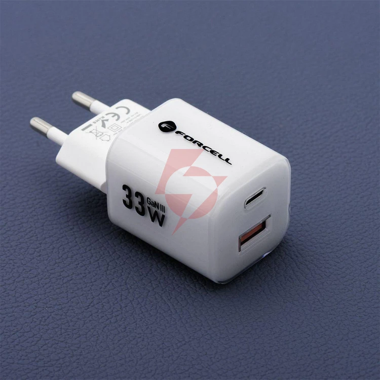 Ładowarka sieciowa forcell f-energy gan iii vt-41 33 w 1x usb-c 1x usb-a pd 3.0 qc 4.0 biała
