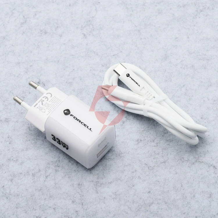 Ładowarka sieciowa forcell f-energy gan iii vt-41 33 w 1x usb-c 1x usb-a pd 3.0 qc 4.0 biała