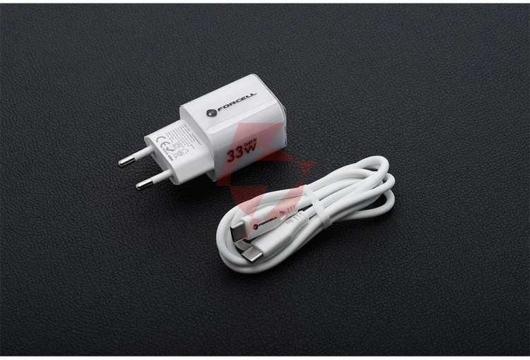 Ładowarka sieciowa forcell f-energy gan iii vt-41 33 w 1x usb-c 1x usb-a pd 3.0 qc 4.0 biała
