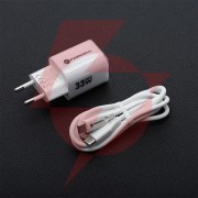 Ładowarka sieciowa forcell f-energy gan iii vt-41 33 w 1x usb-c 1x usb-a pd 3.0 qc 4.0 biała