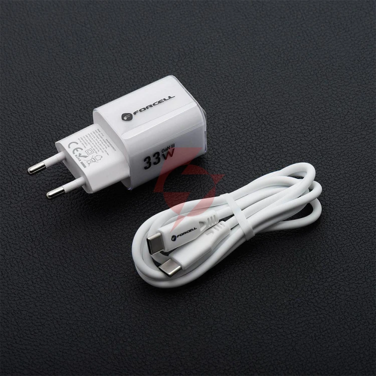 Ładowarka sieciowa forcell f-energy gan iii vt-41 33 w 1x usb-c 1x usb-a pd 3.0 qc 4.0 biała
