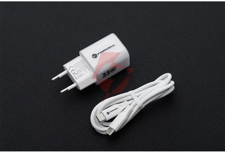 Ładowarka sieciowa forcell f-energy gan iii vt-41 33 w 1x usb-c 1x usb-a pd 3.0 qc 4.0 biała