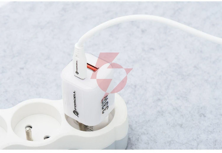 Ładowarka sieciowa forcell f-energy gan iii vt-41 33 w 1x usb-c 1x usb-a pd 3.0 qc 4.0 biała