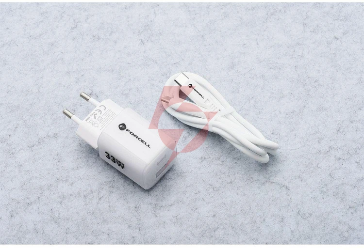 Ładowarka sieciowa forcell f-energy gan iii vt-41 33 w 1x usb-c 1x usb-a pd 3.0 qc 4.0 biała