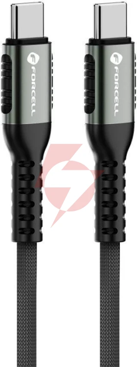 Kabel usb-c / usb-c forcell f-energy cafule 300 cm 240 w 5a pd qc 4.0 czarny w oplocie