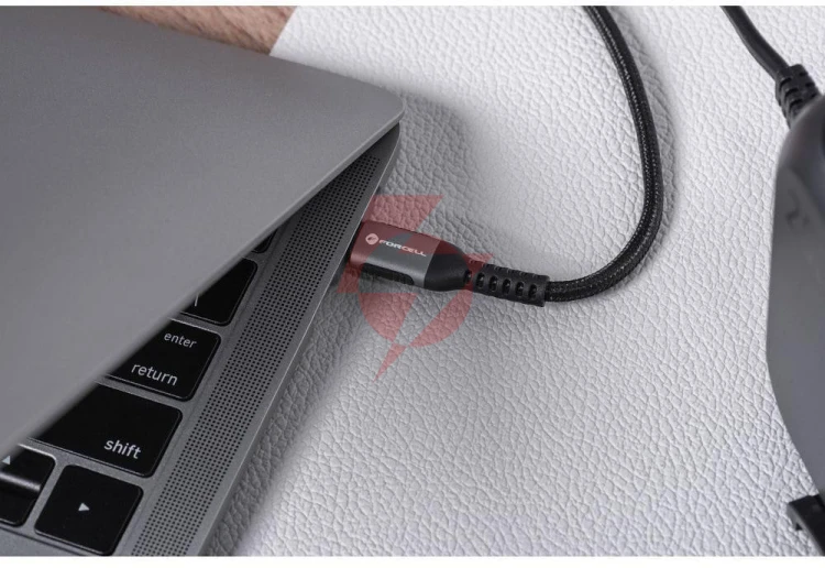 Kabel usb-c / usb-c forcell f-energy cafule 300 cm 240 w 5a pd qc 4.0 czarny w oplocie