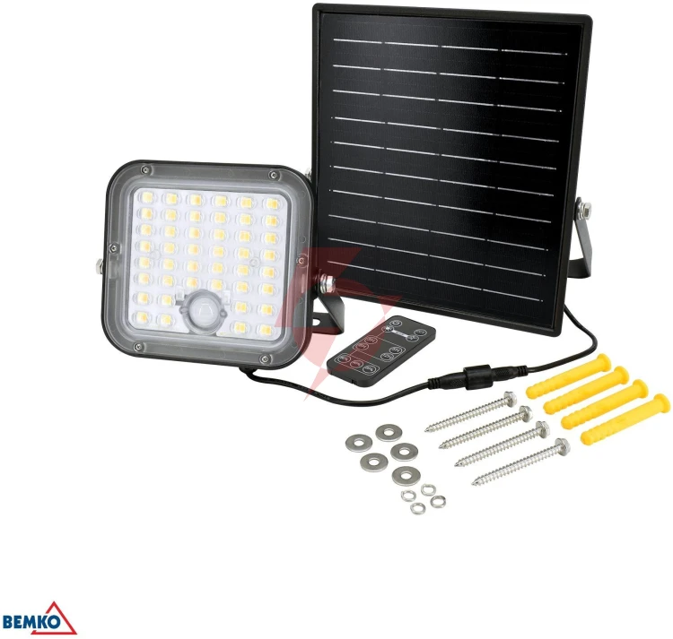 Naświetlacz solarny led bemko solpar 10w 1500lm 3000/4000k ip65 czarny cz. pir