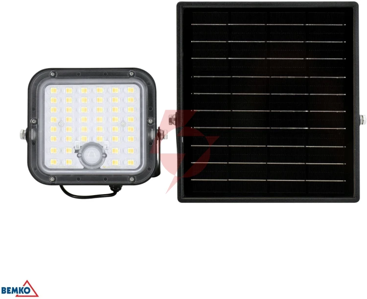 Naświetlacz solarny led bemko solpar 10w 1500lm 3000/4000k ip65 czarny cz. pir
