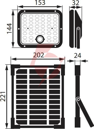 Naświetlacz solarny led bemko solpar 10w 1500lm 3000/4000k ip65 czarny cz. pir