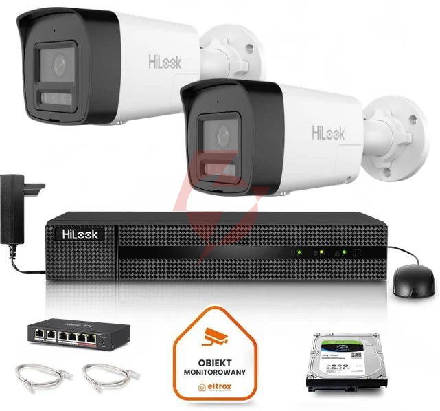 Zestaw monitoringu hilook 2x ipc-b140ha-lu z dyskiem 2tb