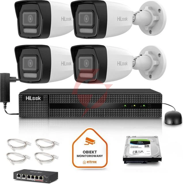 Zestaw monitoringu hilook 4x ipc-b140ha-lu z dyskiem 2tb