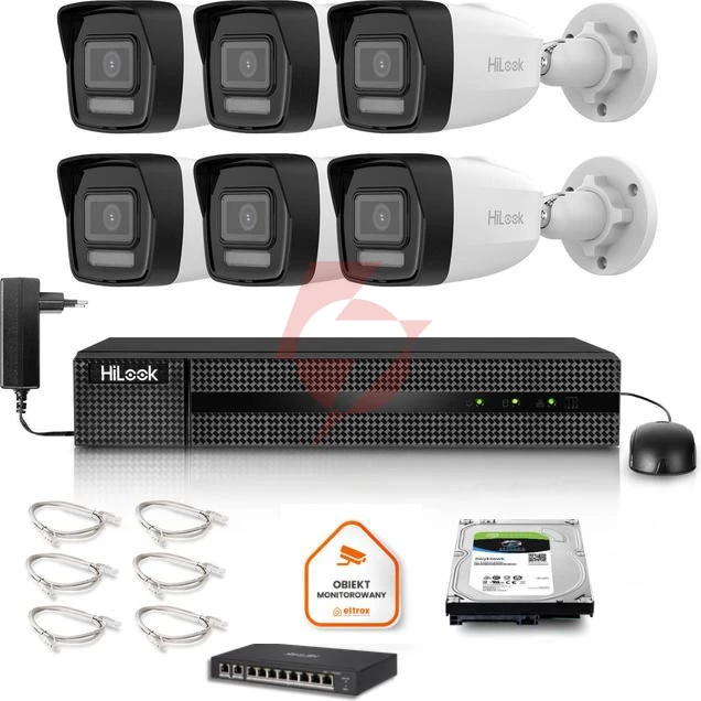 Zestaw monitoringu hilook 6x ipc-b140ha-lu z dyskiem 2tb