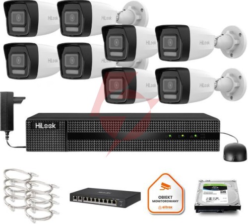 Zestaw monitoringu hilook 8x ipc-b140ha-lu z dyskiem 2tb