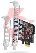 Kontroler axagon pceu-43rs pcie 4x port usb 3.2 gen 1, uasp, chipset renesas, 15-pin sata