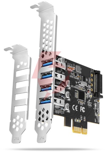 Kontroler axagon pceu-43rs pcie 4x port usb 3.2 gen 1, uasp, chipset renesas, 15-pin sata
