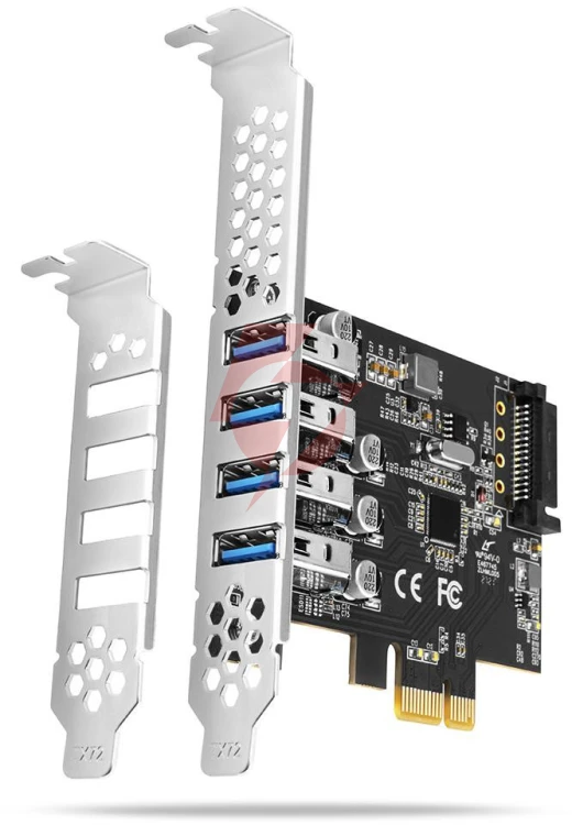 Kontroler axagon pceu-43rs pcie 4x port usb 3.2 gen 1, uasp, chipset renesas, 15-pin sata