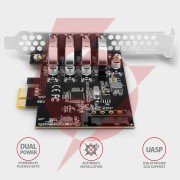 Kontroler axagon pceu-43rs pcie 4x port usb 3.2 gen 1, uasp, chipset renesas, 15-pin sata