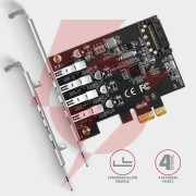 Kontroler axagon pceu-43rs pcie 4x port usb 3.2 gen 1, uasp, chipset renesas, 15-pin sata
