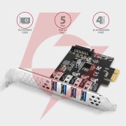 Kontroler axagon pceu-43rs pcie 4x port usb 3.2 gen 1, uasp, chipset renesas, 15-pin sata