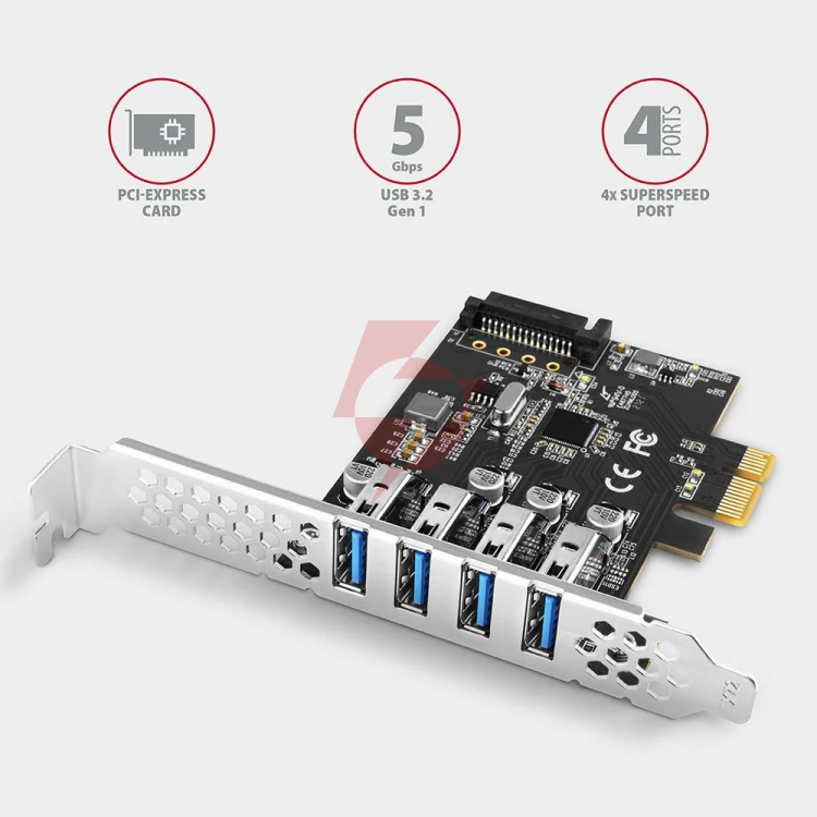 Kontroler axagon pceu-43rs pcie 4x port usb 3.2 gen 1, uasp, chipset renesas, 15-pin sata