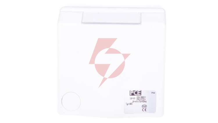 Gniazdo natynkowe przelotowe 16A 5P 400V białe IP44 DESIGN 865-6v