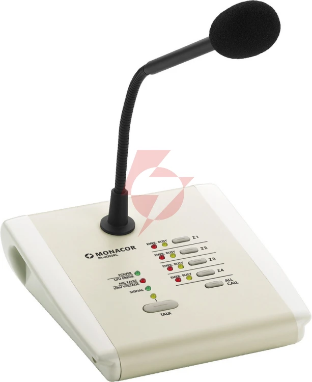Mikrofon pulpitowy pa, 4-strefowy pa-4000rc monacor