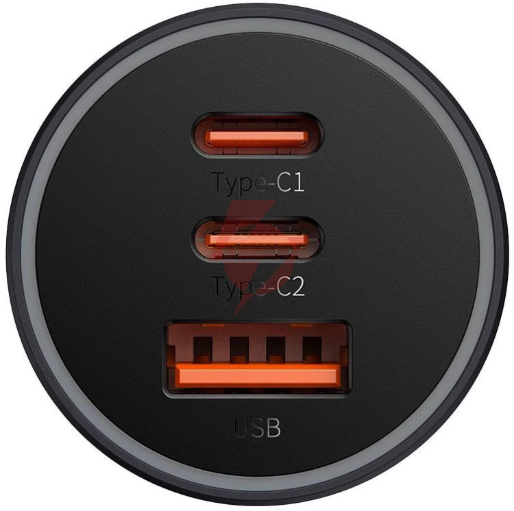 Ładowarka samochodowa baseus golden contractor pro cgjp010013 65 w 2x usb-c 1x usb-a ciemnoszara