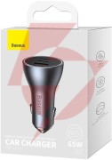 Ładowarka samochodowa baseus golden contractor pro cgjp010013 65 w 2x usb-c 1x usb-a ciemnoszara