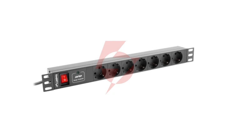 Listwa zasilająca RACK PDU 1U 16A 7xSCHUKO 2m czarna PDU-07F-0200-BK
