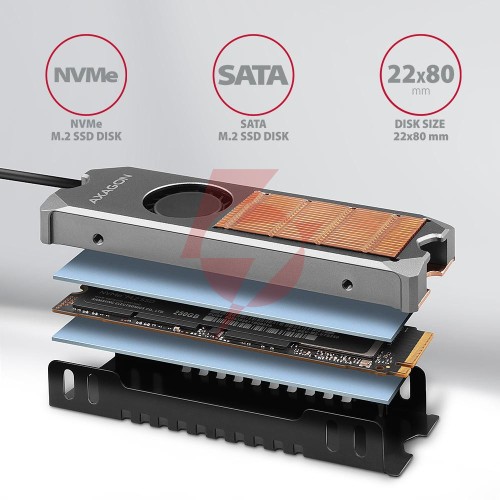 Radiator do dysków axagon clr-m2fan m.2 ssd 13mm z wentylatorem
