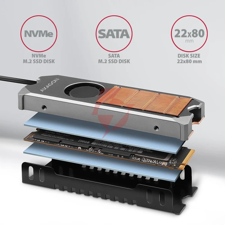 Radiator do dysków axagon clr-m2fan m.2 ssd 13mm z wentylatorem