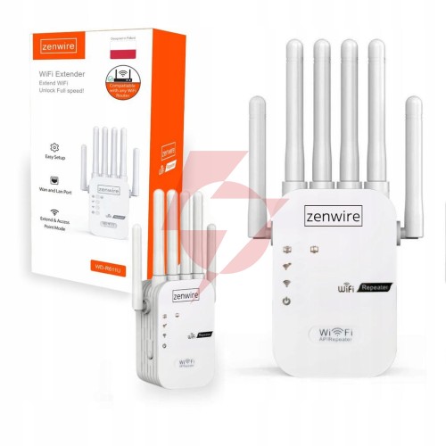 Wzmacniacz sygnału zasięgu sieci wifi 5g repeater zewnętrzny extender zenwire wdr611u 300 mb/s
