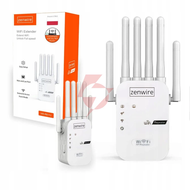 Wzmacniacz sygnału zasięgu sieci wifi 5g repeater zewnętrzny extender zenwire wdr611u 300 mb/s