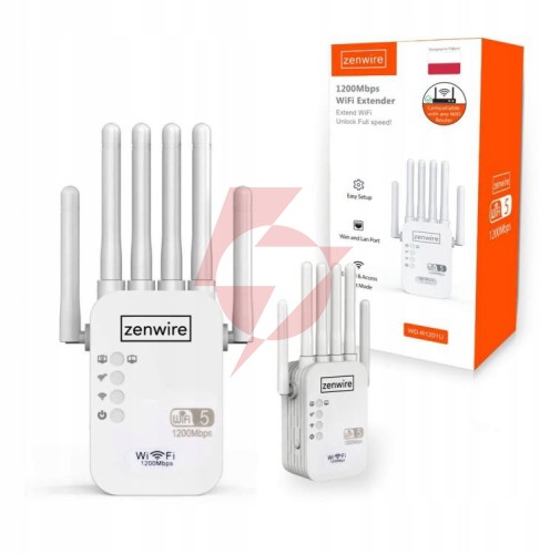Wzmacniacz sygnału repeater wifi 5 zewnętrzny repeater access point zenwire wd-r1201u 1200 mb/s