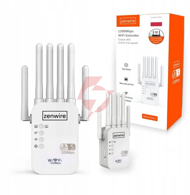 Wzmacniacz sygnału repeater wifi 5 zewnętrzny repeater access point zenwire wd-r1201u 1200 mb/s