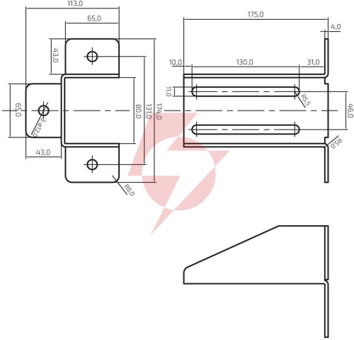 Wspornik psg 60.013.9005 do uchwytu najazdu czarny (ral9005)